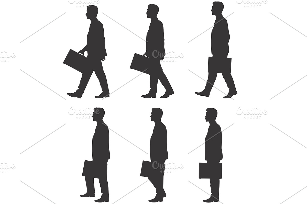 Businessman Walk Cycle Silhouette, a Work Illustration by Ellegant Media