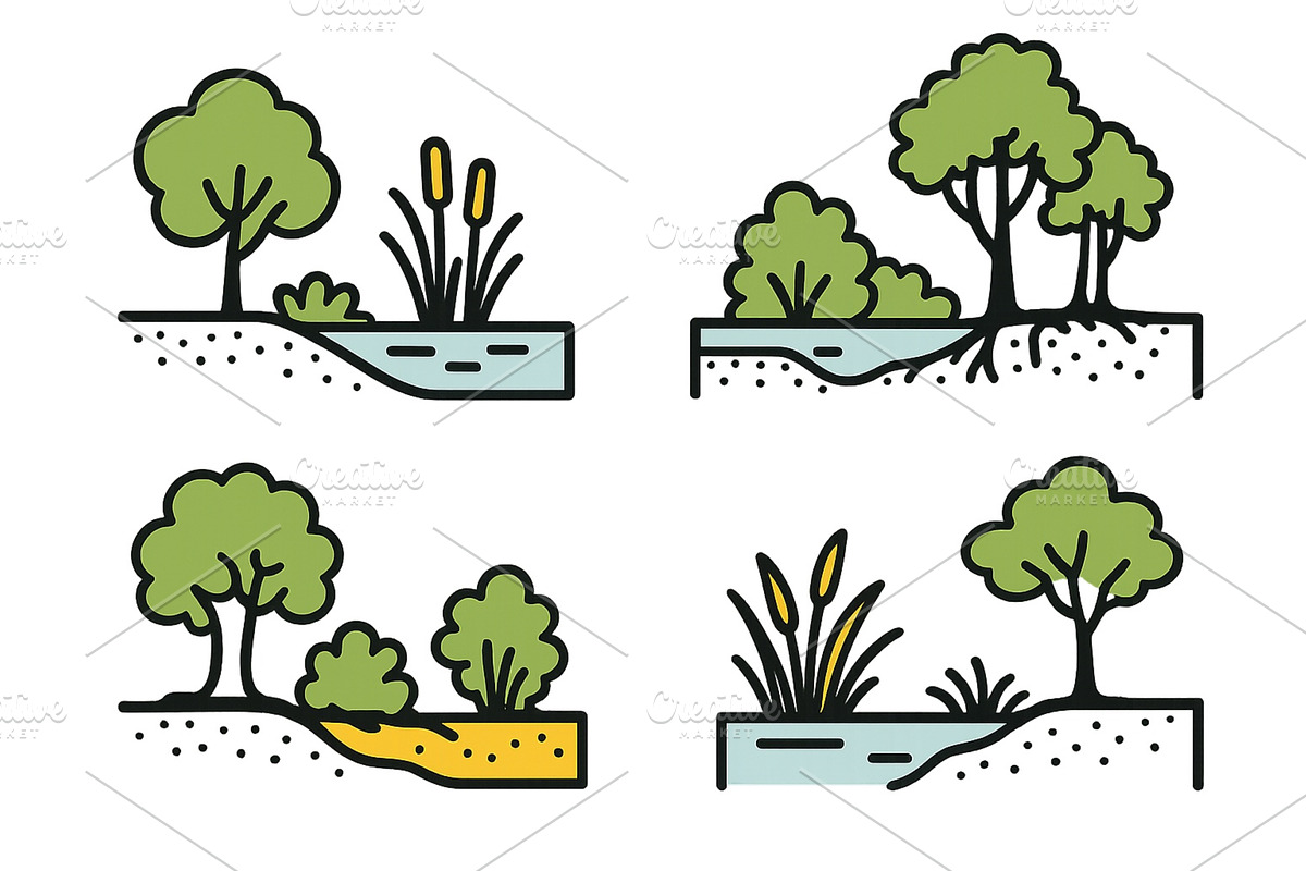 Diverse landscape elements featuring, an Object Illustration by ZinetroN