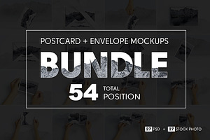 Postcard With Envelope Mockups BUNDL