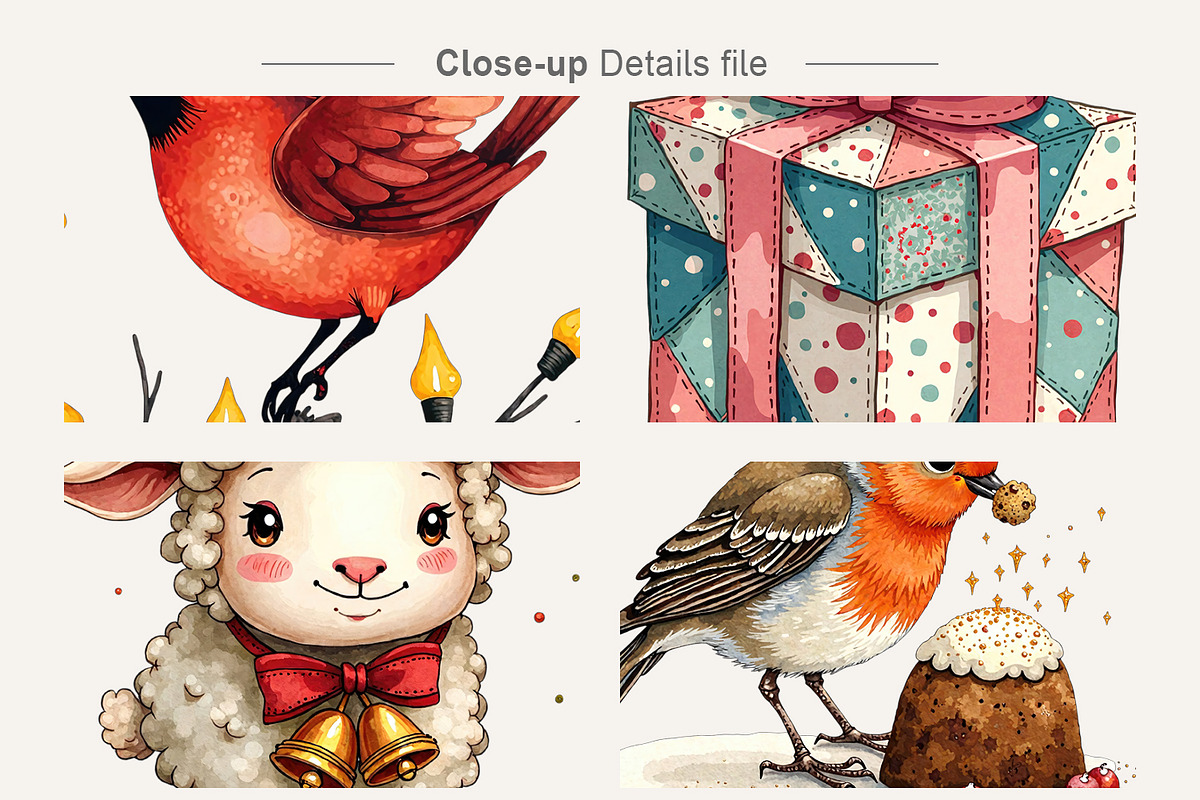 Christmas Watercolor Clipart PNG, an Illustration by Artnoy (Photo 4 of 8)