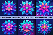 8 Tropical Fantasy Bloom Set, a Decorative Illustration by Crox Studio | Digital (Thumbnail 1 of 2)
