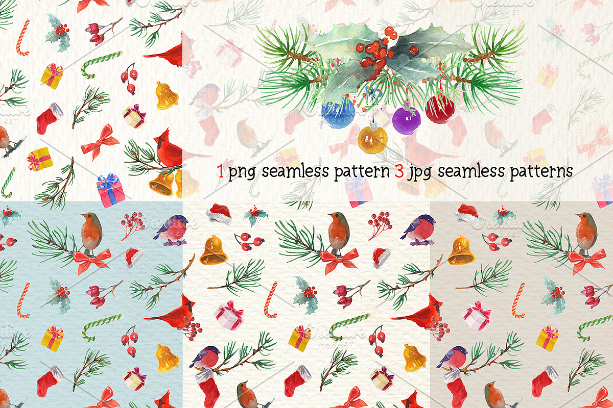 watercolor christmas clipart, an Illustration by Art & Things (Photo 3 of 12)