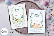 2 Canva Baby Shower Invitation, a Card Template by The Dark Matter Art (Thumbnail 1 of 7)