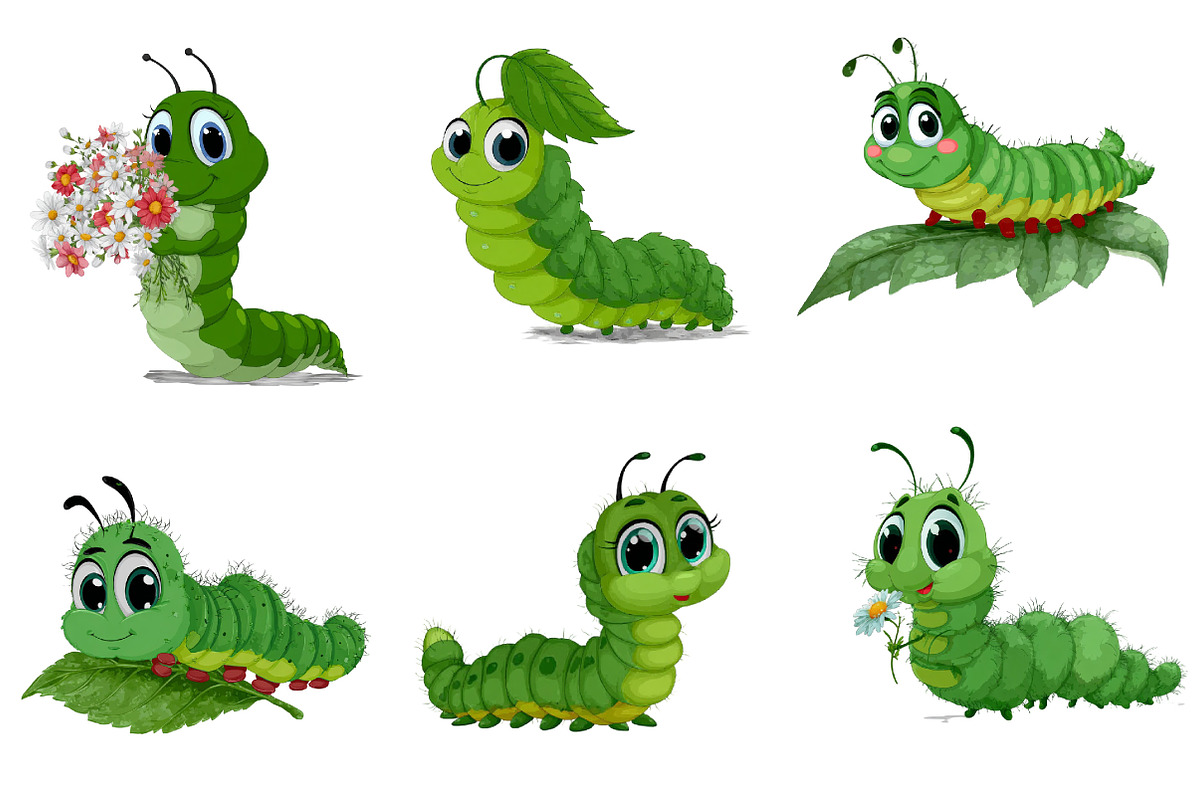 Watercolor Caterpillar Clipart, an Illustration by Dream Creation (Photo 5 of 7)