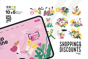 Shopping & discounts flat ills, c.1