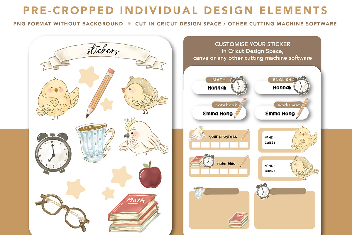 back to school PNG planner stickers, a Design Template by hanacrochetdesign (Photo 6 of 11)