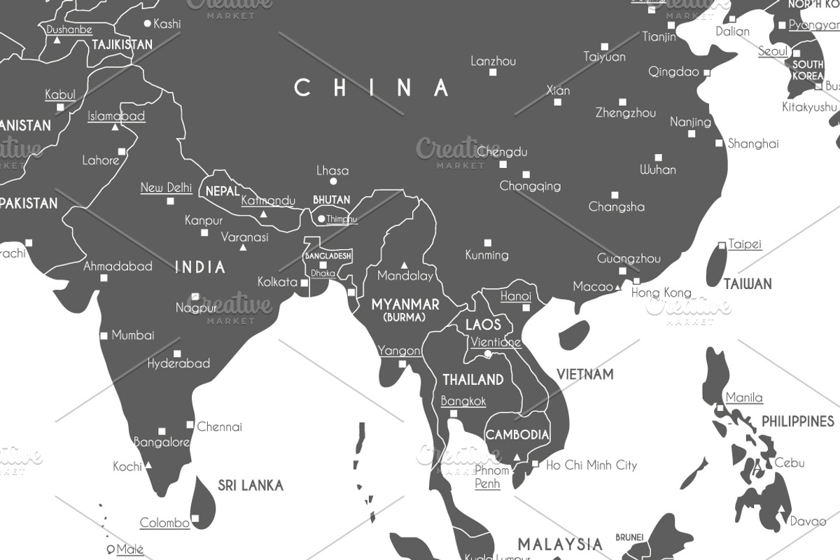 Vector World Map with main cities, an Education Illustration by asantosg (Photo 3 of 7)