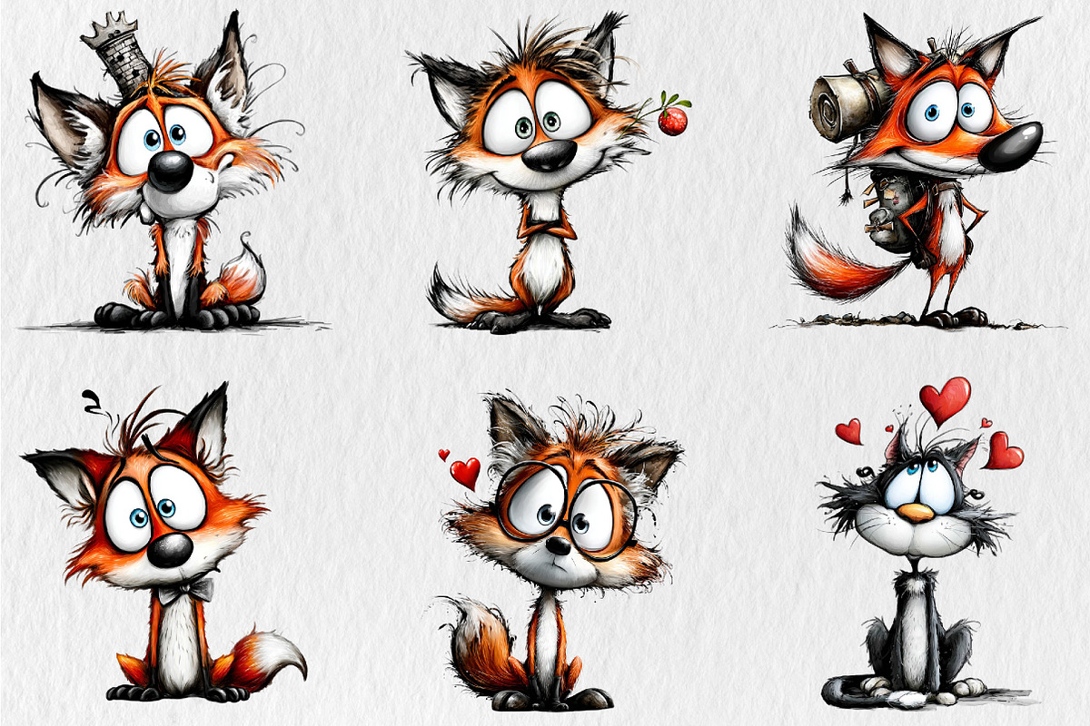Whimsical Quirky Fox Clipart, a Seasonal Illustration by Rose Art (Photo 3 of 7)