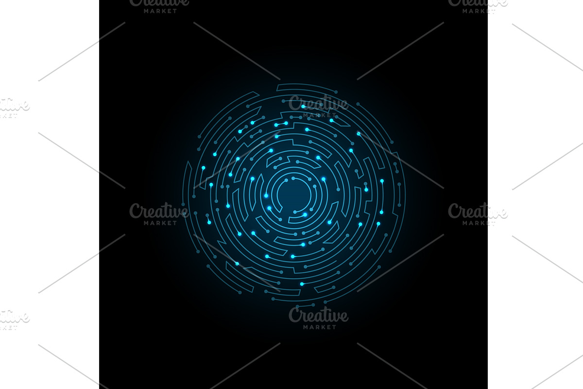 Circuit board circle frame, a Technology Illustration by Things for designers