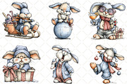 Whimsical Christmas Bunny Clipart, an Illustration by Black Bird Studio (Thumbnail 2 of 6)
