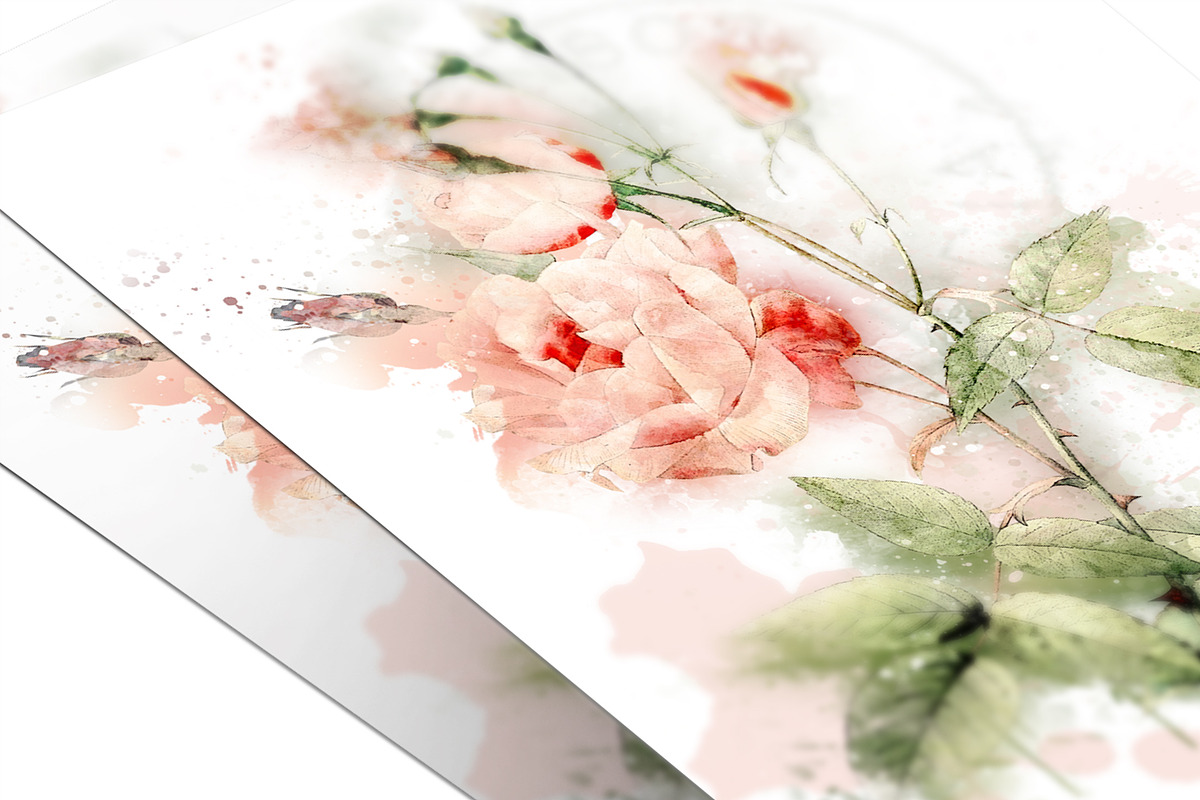 Watercolor Roses Vintage Overlays, an Illustration by ephemoire (Photo 8 of 8)