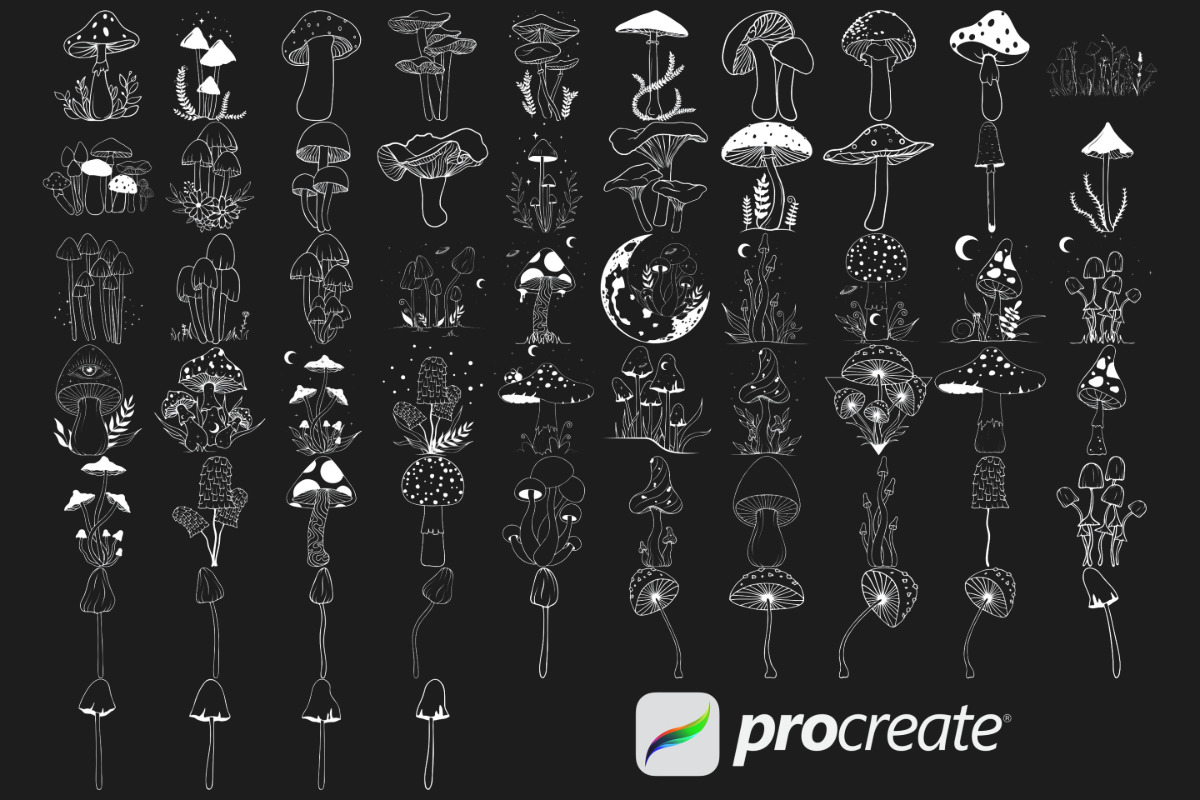 Mushrooms Set 3 Procreate Brush, a Brush Add-On by Disasterology Ink (Photo 5 of 10)