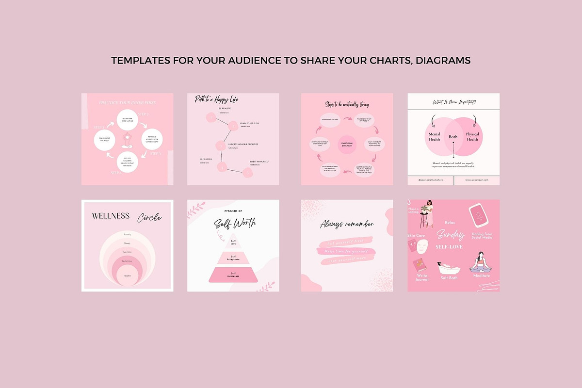 Wellness Instagram Template Canva, a Social Media Template by Deepa Template Studio (Photo 4 of 12)