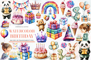 Birthday Watercolor Cliparts, an Illustration by Designworld (Thumbnail 1 of 5)