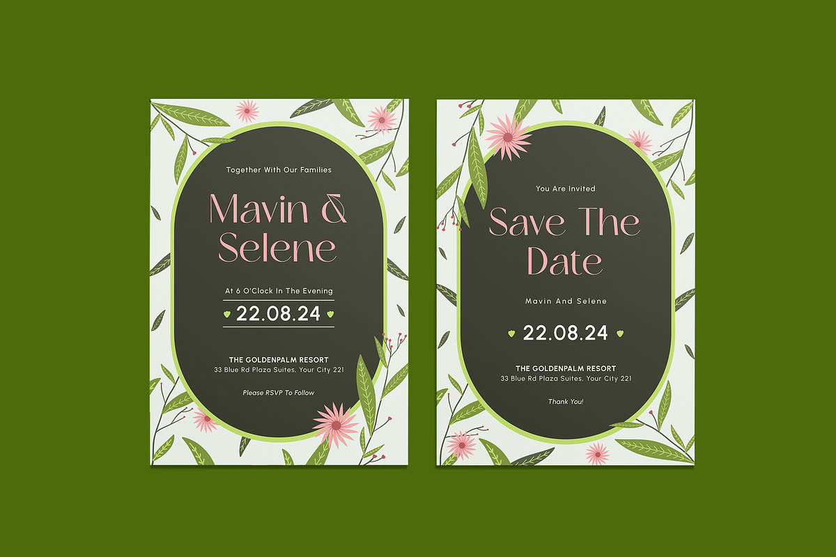 Greenve Wedding Invitation Template, an Invitation Template by iDoodle Studio (Photo 1 of 4)