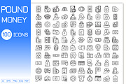Pound Money Line Icons Set, an Outline Icon by Designfour (Thumbnail 1 of 7)