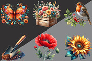 Summer Garden Watercolor Clipart, an Illustration by Black Bird Studio (Thumbnail 5 of 6)
