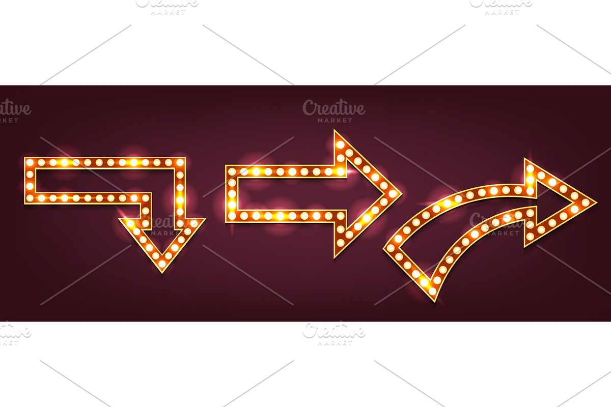 Set of retro arrows with lightbulb, an Object Illustration by Elegant Solution