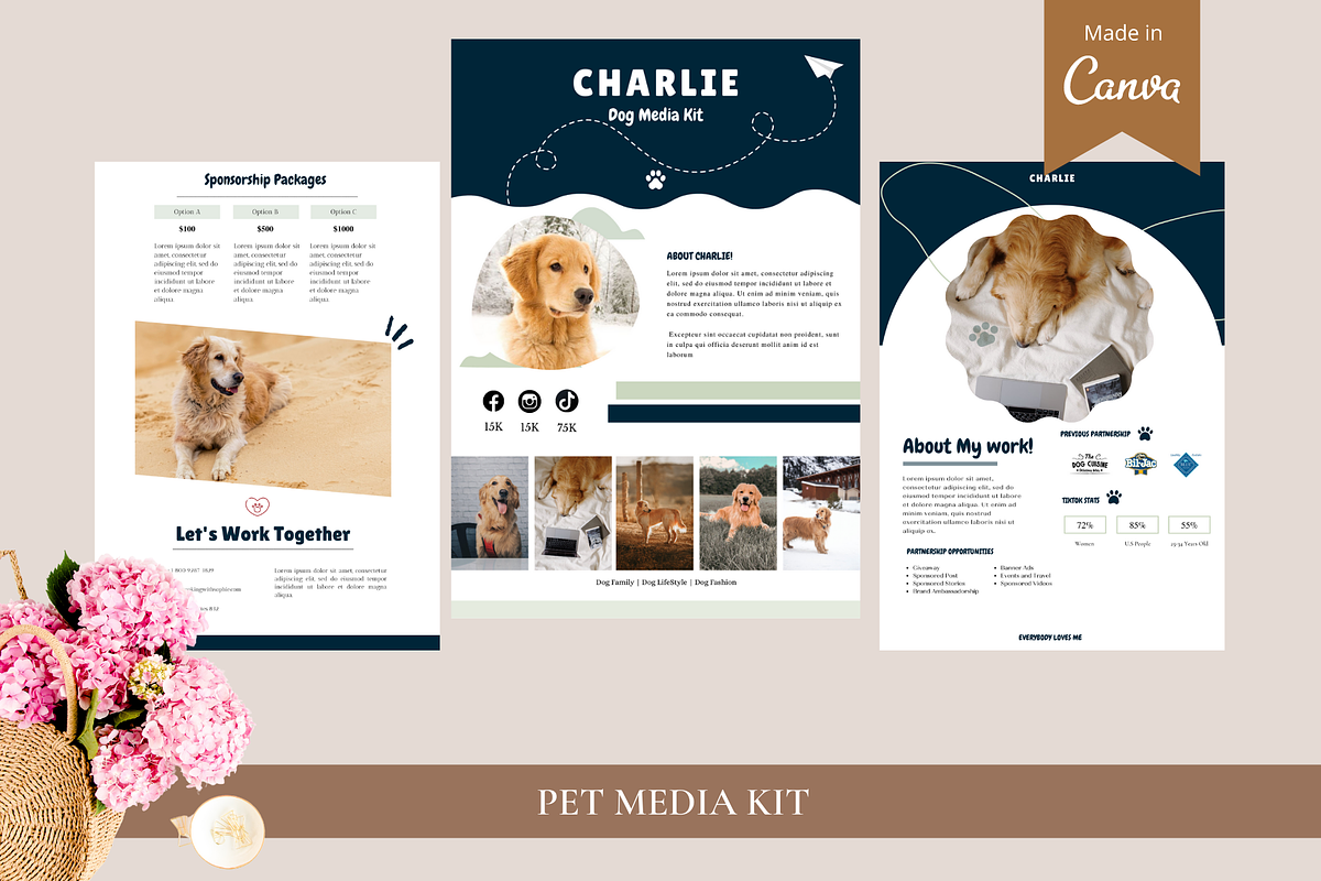 Pet Media Kit, Dog Media Kit, Canva, a Stationery Template by Bonita Digital Design (Photo 1 of 5)