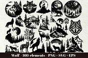 Wolf SVG Bundle. Howling Wolf, an Animal Illustration by DENIDigitalArtSudio (Thumbnail 1 of 8)