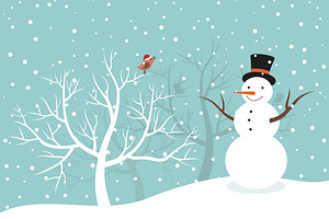 Snowman In Winter