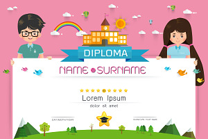 Certificate kids diploma, a Flyer Template by essense