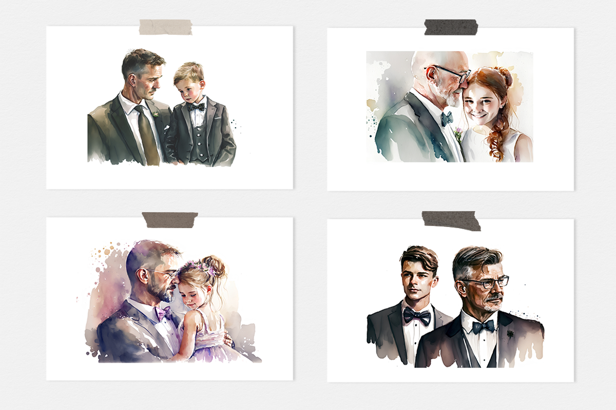 Fathers Day Watercolor Collection, a Person Illustration by artsy-fartsy (Photo 3 of 6)