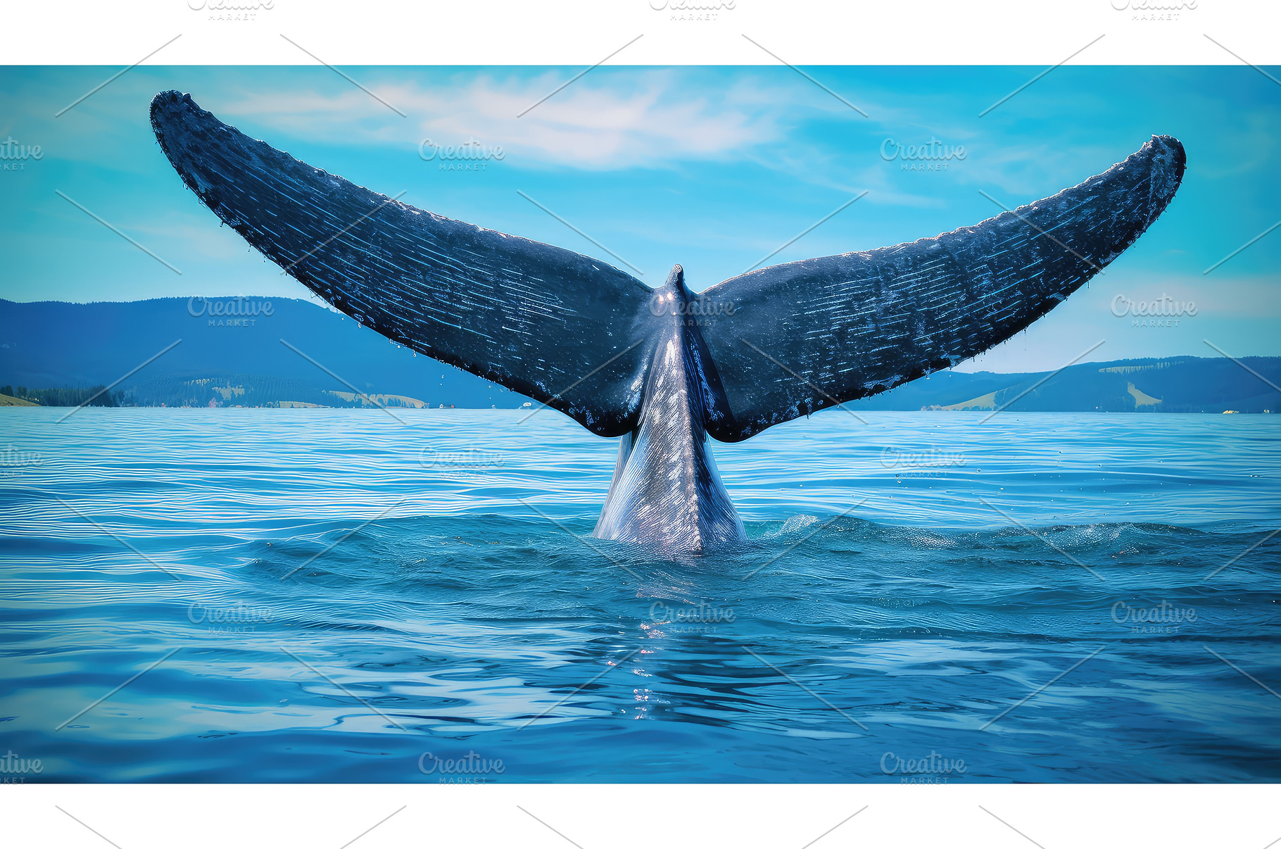 fluke whale blue ai generated, an Animal Photo by pikepicture