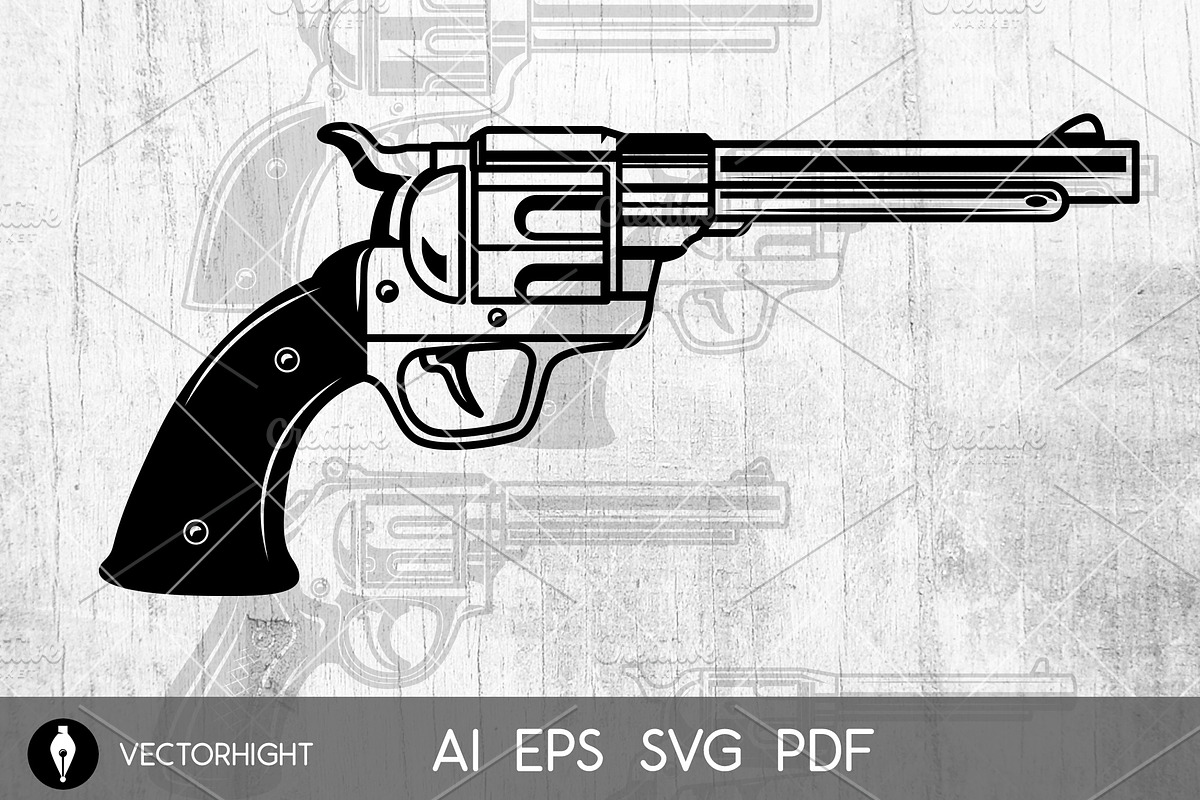 Set of revolvers on white bg, an Object Illustration by Vectorhight (Photo 4 of 5)