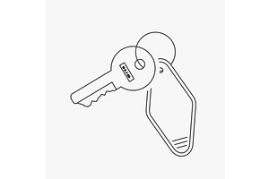 door key with keychain icon on white, an Object Illustration by IfH