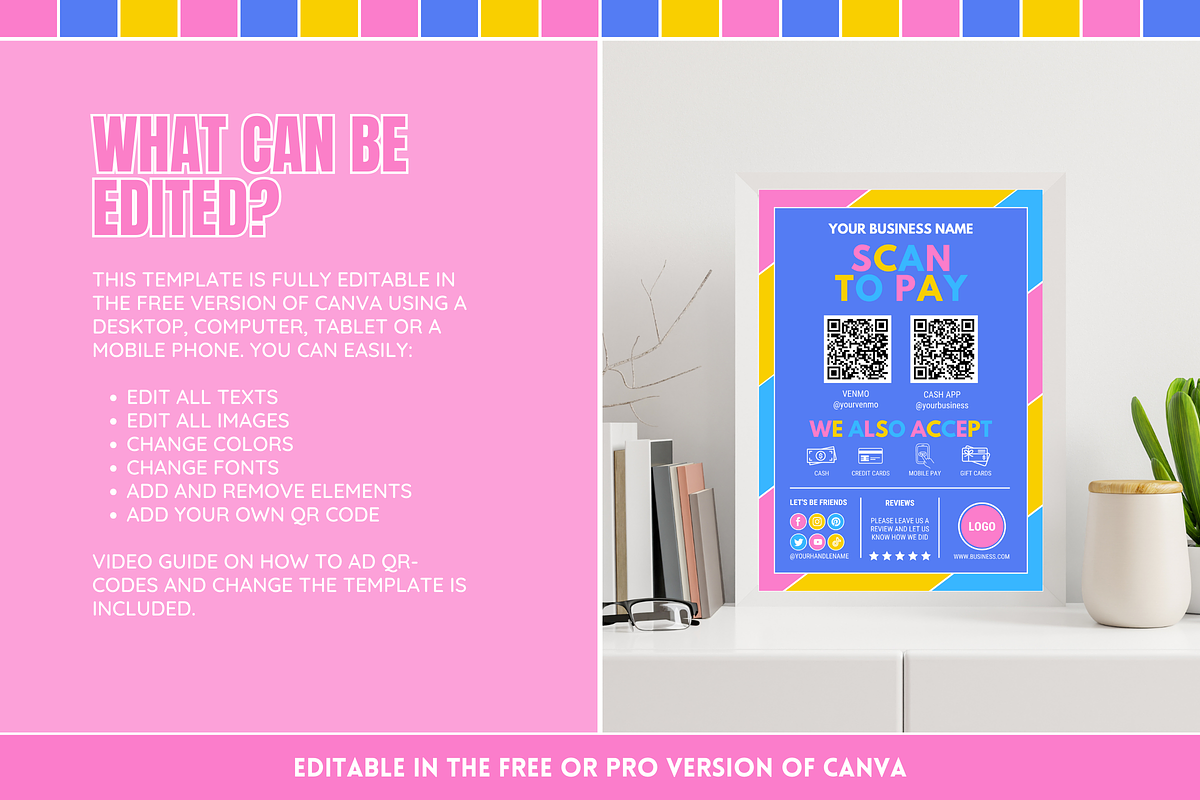 Colorful Scan to Pay sign, a Stationery Template by SunshineStudioBoutique (Photo 3 of 10)