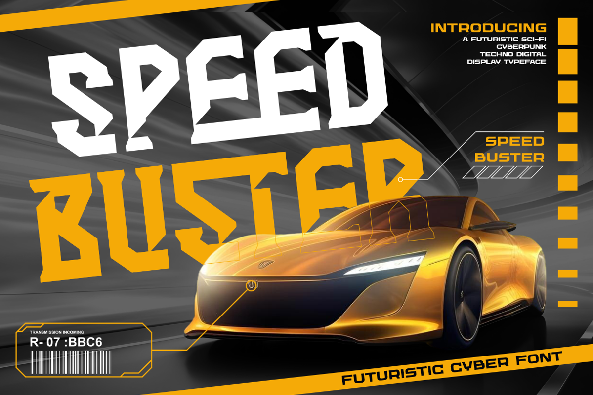 Speed Buster Futuristic Cyberpunk, a Font by PutraCetol Studio (Photo 1 of 5)