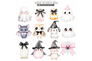 Cute Halloween Ghost and Pumpkin, a Seasonal Illustration by CharmClipart (Thumbnail 4 of 7)