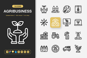 Agribusiness Icons, an Outline Icon by Spacepixel Creative