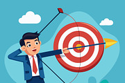 Businessman aiming arrow at with bow, a Person Illustration by SouravDesign (Thumbnail 1 of 2)