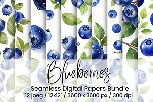 Watercolor Blueberry Seamless