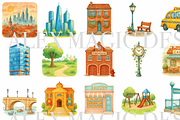 City Clipart Set, a Decorative Illustration by Pati Charm Studio (Thumbnail 2 of 8)