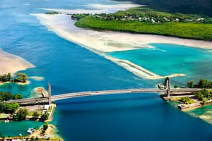 Aerial view of Koror - Babeldaob Japan - Palau Friendship Bridge in Palau, Micr, an Architecture Photo by Leonid Andronov