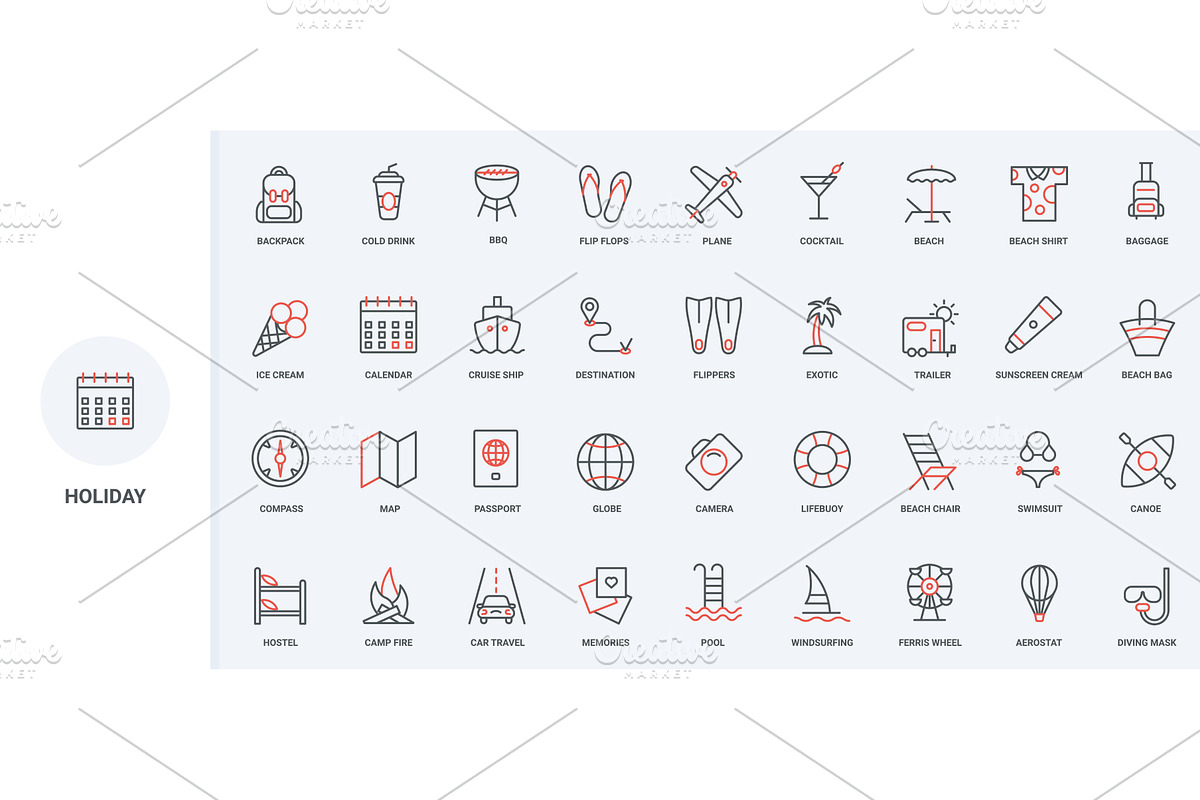 Summer holidays exotic beach icons, an Object Illustration by Lemberg Vector