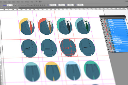 Suit Design Flat Icon Set