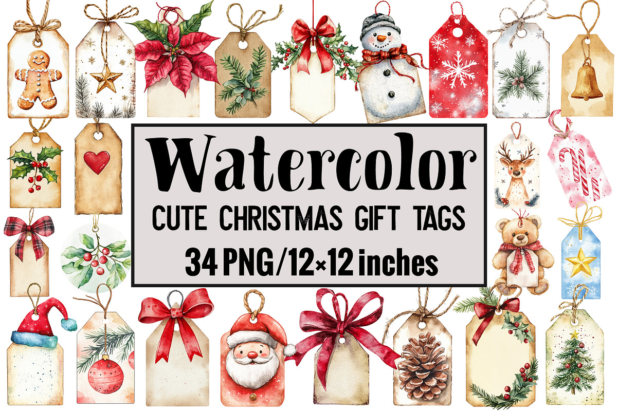 Cute Christmas Gift Tags, an Illustration by Design Market (Photo 1 of 3)