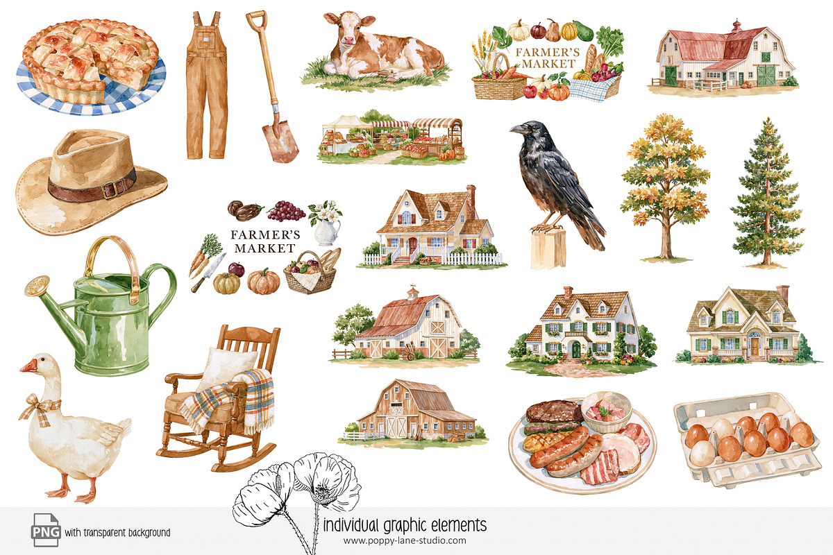 125 farmer's market clip art, a Food Illustration by Poppy Lane Studio (Photo 8 of 10)