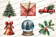 Christmas Watercolor Clipart Set, an Illustration by DreamCafeArt (Thumbnail 3 of 7)