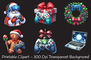 Christmas Gamer Clipart, an Illustration by RobertsArt (Thumbnail 4 of 7)