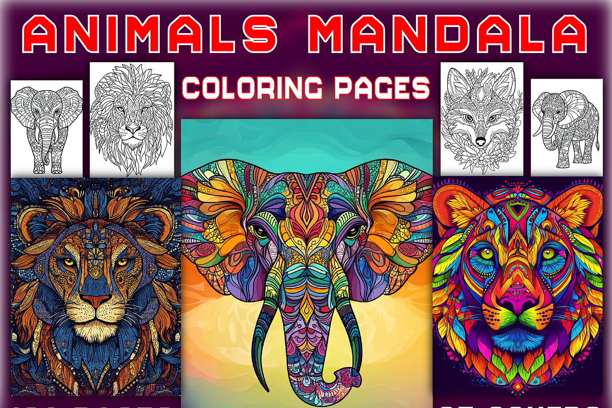 120 Animals Mandala Coloring Pages, a Seasonal Illustration by BrandlyTemplate (Photo 1 of 4)