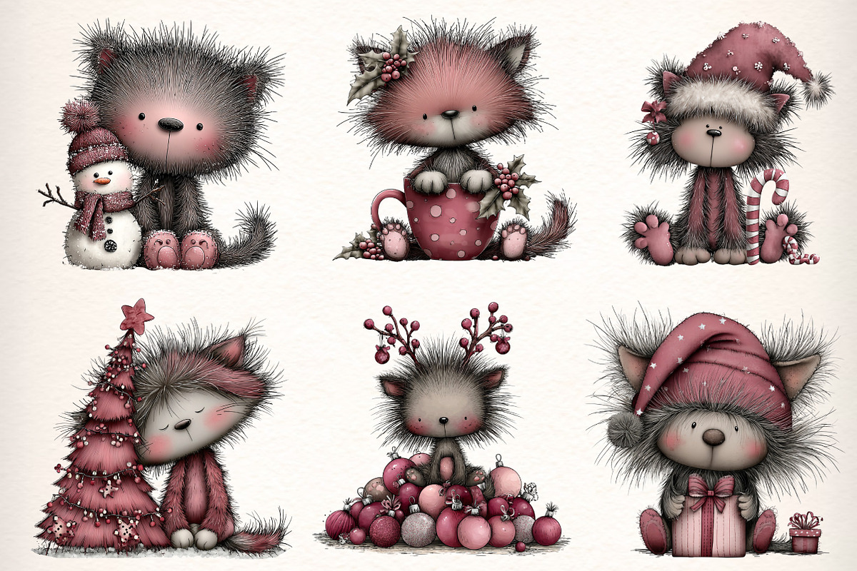 Whimsical Christmas Fluffy Cats, an Illustration by Dream Creation (Photo 5 of 7)