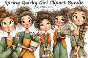 Spring Quirky Girl Clipart Bundle, an Illustration by DreamPrint404 (Thumbnail 1 of 7)