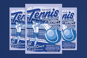 Tennis Tournament Retro Style Flyer, a Flyer Template by Muhamad Iqbal hidayat