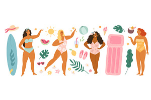 Beautiful women in swimwear. Summer, a Person Illustration by YummyBuum