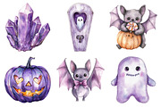 Watercolor Lavender Halloween Clipar, an Illustration by Daily.Designs (Thumbnail 2 of 5)